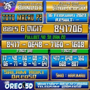 PREDIKSI TOTO MACAU P2 16 Februari 2023