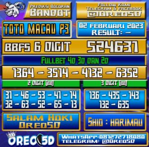 PREDIKSI TOTO MACAU P3 02 Februari 2023