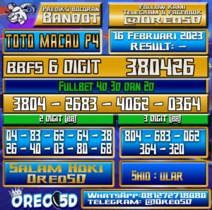 PREDIKSI TOTO MACAU P4 16 Februari 2023