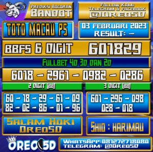 PREDIKSI TOTO MACAU P5 03 Februari 2023