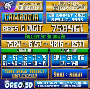 Bocoran Togel Cambodia Senin 20 Maret 2023