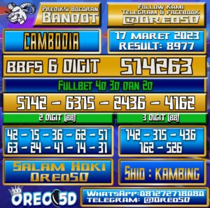 Bocoran Togel Cambodia Jumat 17 Maret 2023