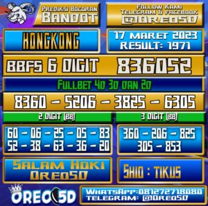 Bocoran Togel Hongkong Jumat 17Maret 2023