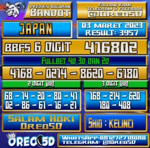 Bocoran Togel JAPAN 03 Maret 2023