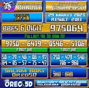 Bocoran Togel JAPAN Rabu 29 Maret 2023