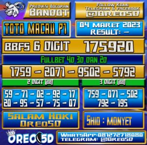 PREDIKSI  TOTO MACAU P1 04 Maret 2023