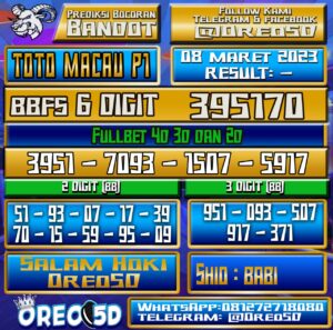 PREDIKSI  TOTO MACAU P1 Rabu 08 Maret 2023