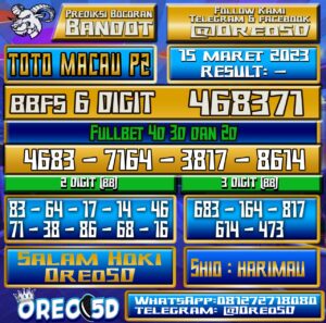 PREDIKSI  TOTO MACAU P2 Rabu 15 Maret 2023