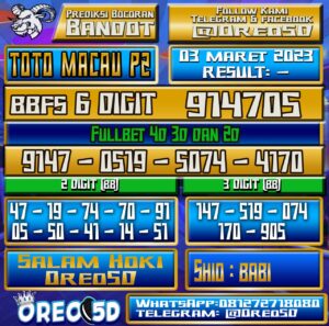 PREDIKSI  TOTO MACAU P2 03 Maret 2023