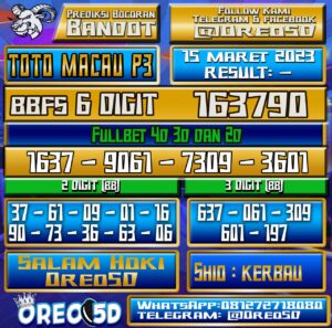 PREDIKSI TOTO MACAU P3 Rabu 15 Maret 2023