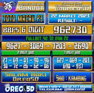 PREDIKSI  TOTO MACAU P3 Rabu 23 Maret 2023
