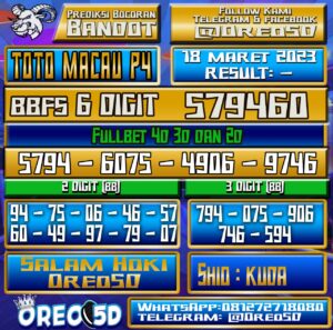 PREDIKSI  TOTO MACAU P4 Sabtu 18 Maret 2023