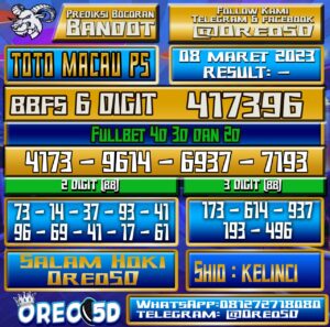 PREDIKSI  TOTO MACAU P5 Rabu 08 Maret 2023