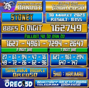 Bocoran Togel Sydney Kamis 30 Maret 2023