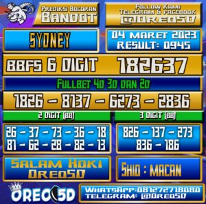 Bocoran Togel Sydney 04 Maret 2023