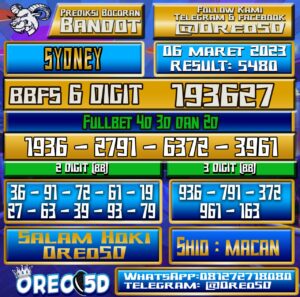 Bocoran Togel Sydney 06 Maret 2023