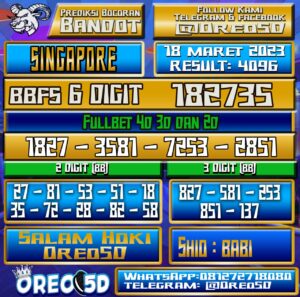 Bocoran Togel SINGAPORE Sabtu 18  Maret 2023
