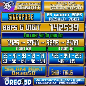 Bocoran Togel SINGAPORE Sabtu 25  Maret 2023