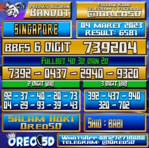 Bocoran Togel SINGAPORE 04 Maret 2023