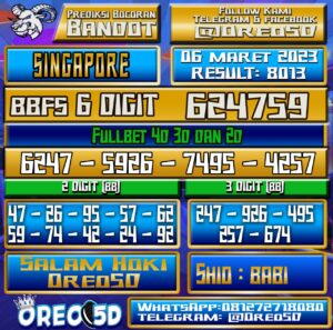 Bocoran Togel SINGAPORE 06  Maret 2023