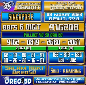 Bocoran Togel SINGAPORE 08 Maret 2023