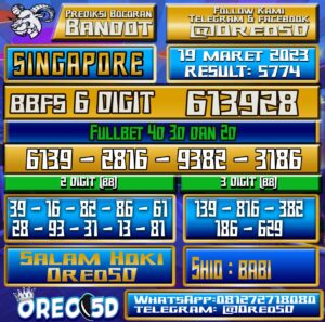 Bocoran Togel SINGAPORE Minggu 19 Maret 2023