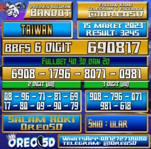 Bocoran Togel Taiwan Rabu 15 Maret 2023