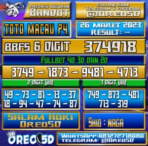 PREDIKSI TOTO MACAU P4 Minggu 26 Maret 2023