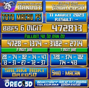 PREDIKSI TOTO MACAU P5 Sabtu 11 Maret 2023