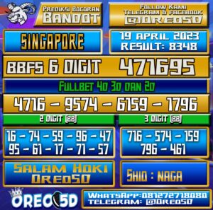 Bocoran Togel SINGAPORE Rabu 19 April 2023