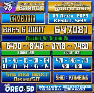 Bocoran Togel Cambodia Senin 3 April 2023