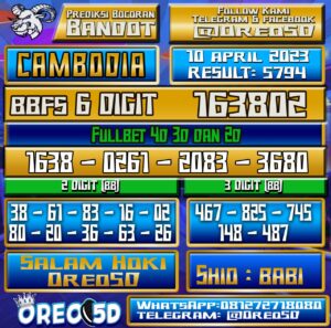 Bocoran Togel Cambodia Senin 10 April 2023