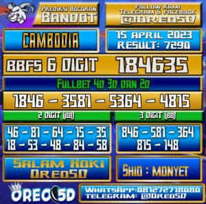 Bocoran Togel Cambodia Sabtu 15 April 2023