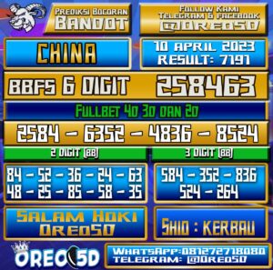 Bocoran Togel China Senin 10 April 2023