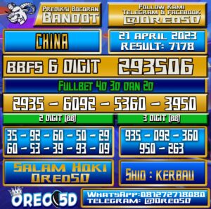 Bocoran Togel China Jumat,21 April 2023