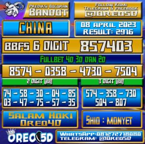 Bocoran Togel China Sabtu 08 April 2023