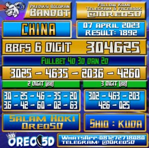 Bocoran Togel China Jumat 07 April 2023