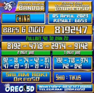 Bocoran Togel China Rabu 05 April 2023