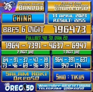 Bocoran Togel China Kamis 13 April 2023