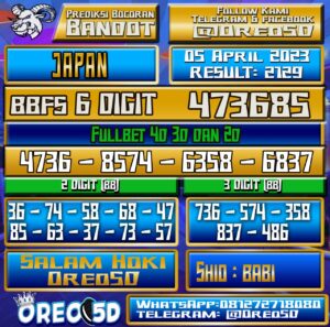 Bocoran Togel JAPAN Rabu 05 April 2023