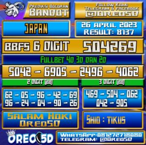 Bocoran Togel JAPAN Rabu,26 april 2023