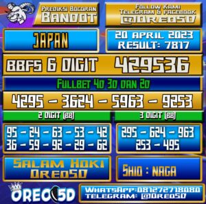 Bocoran Togel JAPAN Kamis 20 april 2023