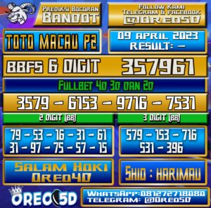 PREDIKSI  TOTO MACAU P2 Minggu 09 April 2023