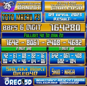 PREDIKSI  TOTO MACAU P3 Minggu 09  April 2023
