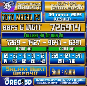 PREDIKSI  TOTO MACAU P5 Minggu 09 April  2023