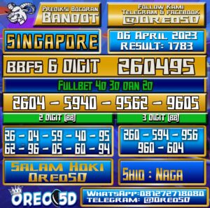 Bocoran Togel SINGAPORE kamis 06 April 2023