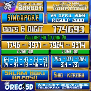 Bocoran Togel SINGAPORE Senin,24 April 2023