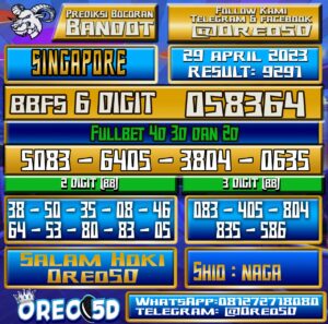 Bocoran Togel SINGAPORE Sabtu,29 April 2023