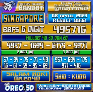 Bocoran Togel SINGAPORE Sabtu 08 April 2023