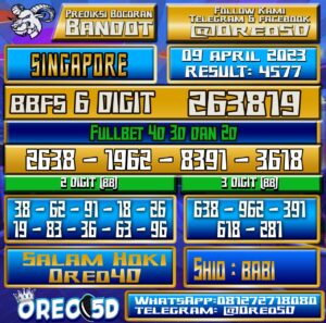 Bocoran Togel SINGAPORE Minggu 09 April 2023